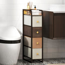Cassettiera Salvaspazio 20x47x84,5 cm con 4 Cassetti Pieghevoli in Tessuto Acciaio e Legno Multicolore      