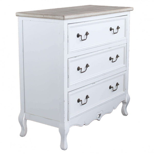 Kommode Herz 3 Schubladen 80x38x80 h cm aus weißem Paulownia-Holz sconto