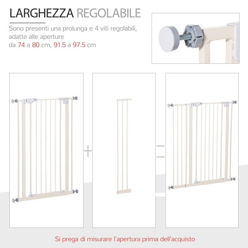 Cancelletto di Sicurezza per Cani 86x104,1 cm in Metallo e Plastica Bianco