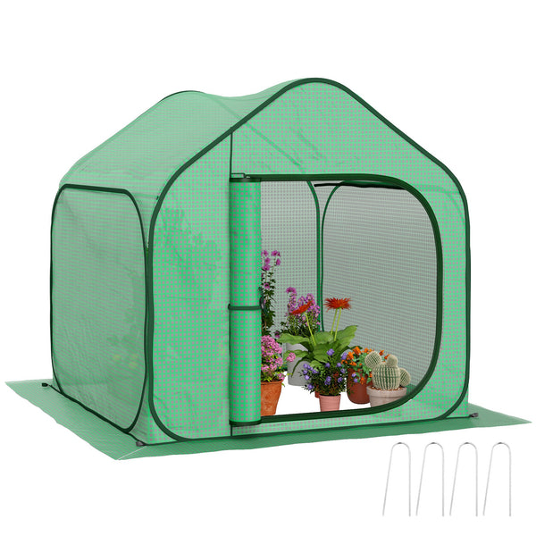 sconto Serra a Casetta Pieghevole 150x148x148 cm con Ingresso a Cerniera Verde