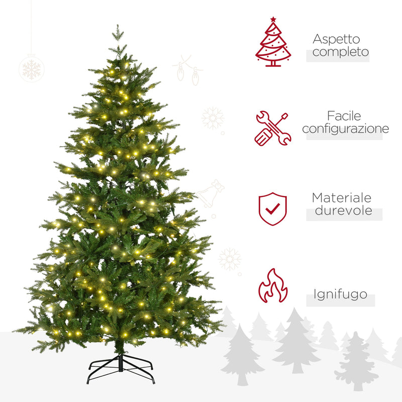 Albero di Natale Artificiale H210 cm 1914 Rami con Luci LED Verde
