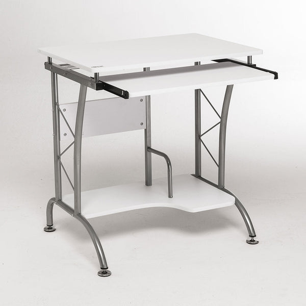 sconto PC-Computertisch aus Stahl mit ausziehbarer Platte Fumer Linus White