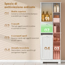 Armadietto da Bagno 60x28,8 x 171 cm conCesto Biancheria Inclinabile in MDF e Tessuto Bianco      