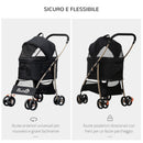 Passeggino per Cani Pieghevole 82x49,5x98 cm con Tettuccio Nero