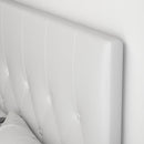 Testiera Letto Matrimoniale Imbottita Design a Bottoni 160x7x120 cm in Pelle PU Bianca