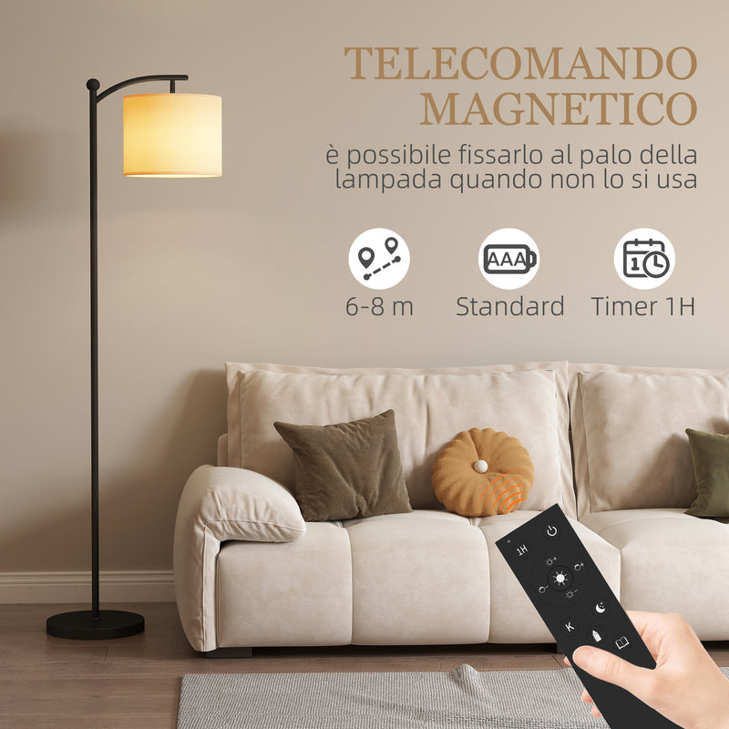 Lampada da Terra LED Dimmerabile con 5 Modalità Preimpostate 54,3x30,6x159,6 cm con Telecomando e Timer 60 Minuti in Metallo Nero   