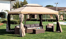 Gazebo da Giardino 3,6x4,8m in Alluminio con Zanzariera Bauer Ecrù