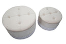 Puff Contenitore Lines New Coppia Crema Ø71x41-55x33 cm in Legno Spugna e Poliestere Crema