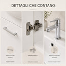 Mobile Bagno da Terra 82x34,7x88,5 cm con Lavabo Specchiera e 2 Ante in Truciolato e MDF Bianco      