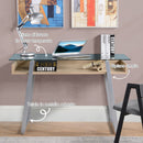 Scrivania da Ufficio Porta PC 120x60x74,5 cm in Acciaio Legno e Piano in Vetro 