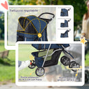 Passeggino per Cani Pieghevole 75x45x97 cm Peso Max 10 kg con Cestino e Portabicchiere Blu Scuro 
