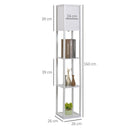 Lampada da Terra 26x26x160 cm E27 40W con Mensole in MDF Bianca