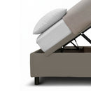 Letto Singolo Contenitore Imbottito Similpelle Cappuccino BoxMax Testata Vertical Varie Misure