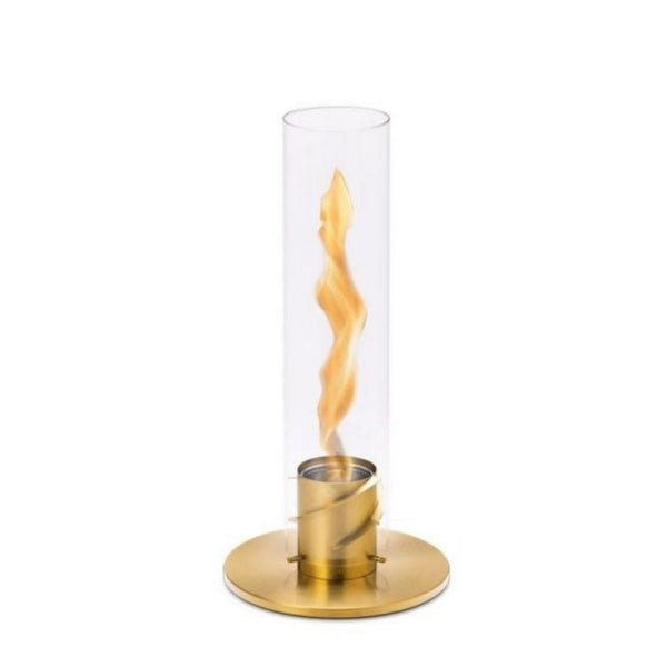Ø12x54 cm Bioethanol-Tischlampe aus goldfarbenem Edelstahl prezzo