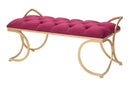 Panca Glam Luxy Bordeaux 103x43x47 cm in Ferro e MDF e Spugna e Poliestere Bordeaux e Oro