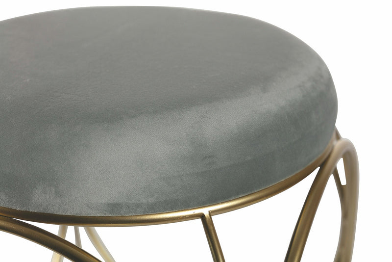 Sgabello Tondo Ø40x46 cm in Ferro e Velluto Soriani Grigio