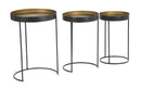 Tavolinetti Alti Bascket Botis Set 3 Pz Ø42,5x60-35,5x54-30,5x49 cm in Ferro Nero