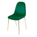 Set 4 Sedie Imbottite 44x55x86 cm in Velluto Verde e Oro