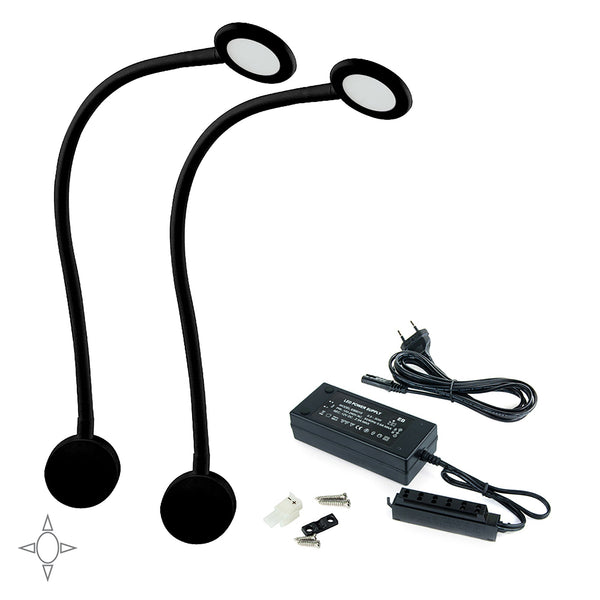 online Emuca Runde Kuma Led Wandleuchte Flexibler Arm Berührungssensor Weißes Licht Kunststoff Schwarz 2 Stück