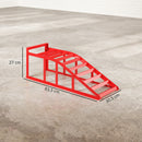 Set di 2 Rampe per Auto 83,5x30,5x27 cm Antiscivolo in Acciaio Rosso      