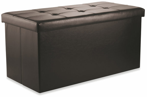 Trunk Chest Pouf Container aus schwarzem Soriani-Kunstleder sconto