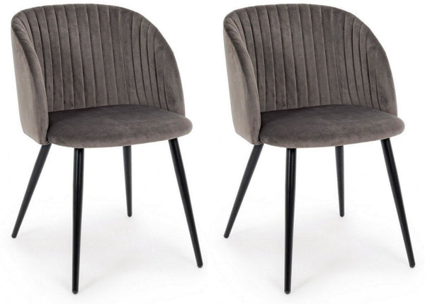 acquista Set 2 Sedie 53x57x81,5h cm Queen Velvet Grigio Cadetto