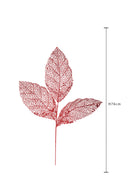 Set 6 Foglia con Glitter H76 cm Rosso