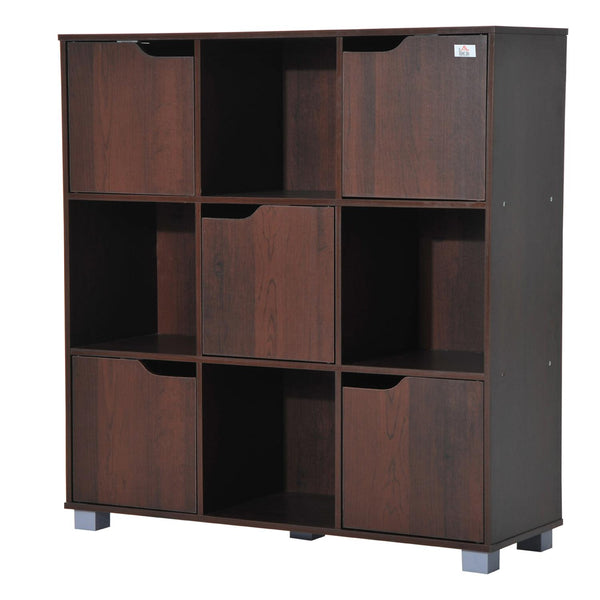 Bücherregal aus braunem Holzboden mit 9 Fächern 89,5 x 30 x 93 cm acquista