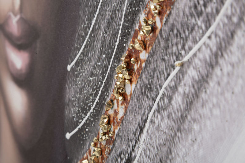 Dipinto su Tela Naomi 100x100x3 cm Cornice in Legno di Pino Multicolor