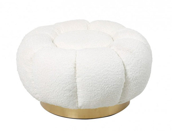 Pouf Ø 65x35 cm Florel in Bouclè Bianco online