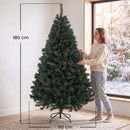 Albero di Natale Artificiale Ø110x180 cm con 820 Rami Ignifughi e Base in Acciaio Verde      