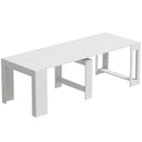 Tavolo Consolle Allungabile e Convertibile per 10 Persone 96-240x90x78 cm Rivestimento in Melamina Bianco      