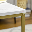 Set 2 Tavolini Impilabili con Piano Quadrato in Acciaio e Truciolato Bianco e Oro