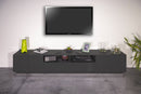 Mobile TV 4 Ante 2 Cassetti 260x41,4x46 cm Bloom Grigio Antracite Laccato Lucido