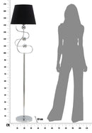 Lampada da Terra Argento Ball Ø37x169 cm in Ferro PVC e Tessuto Argento e Nero