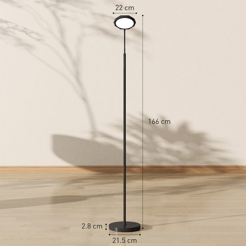 Lampada da Terra LED 22x166 cm con Telecomando Regolazione Luminosità e Temperatura in Acciaio Nero      