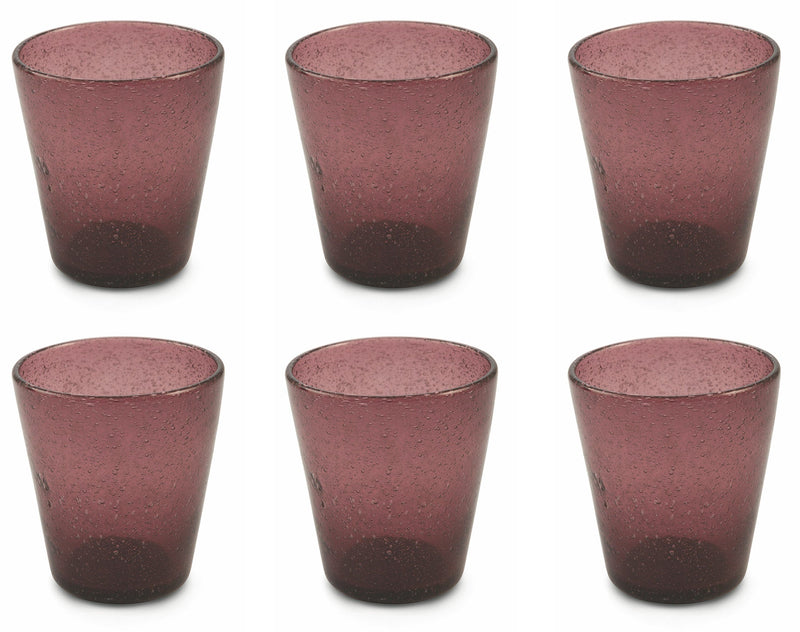 Set 6 Bicchieri Ø9x10 cm in Vetro Soffiato Villa d'Este Home Tivoli Cancun Viola