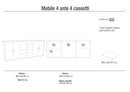 Mobile Basso 4 Ante 4 Cassetti 203x84x41 cm Noce Stelvio