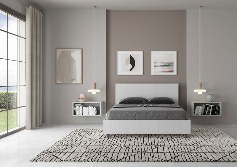 Letto Matrimoniale Francese Testata Inclinata Demas Bianco Frassino Varie Misure