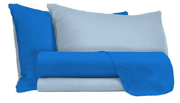 online Set Bettwäsche und Kissenbezüge Doubleface Royal/Blau