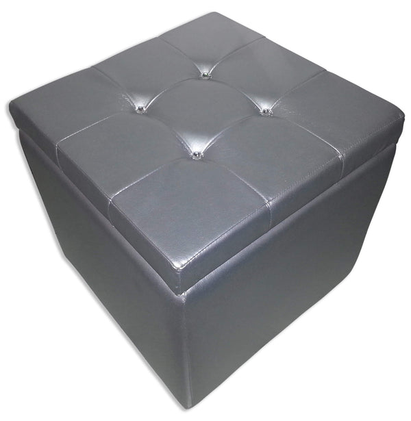 online Cube Pouf Container aus Kunstleder und silbernen Renier-Kristallen