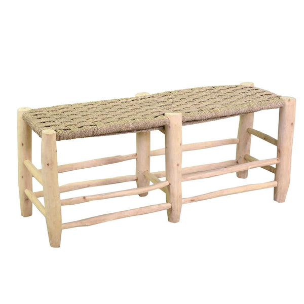 sconto Panchina da Giardino 120x40xh51 cm in Legno Seduta Impagliata Naturale