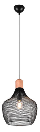 Lampada a Sospensione da Interno Attacco E27 in Metallo Nero Opaco