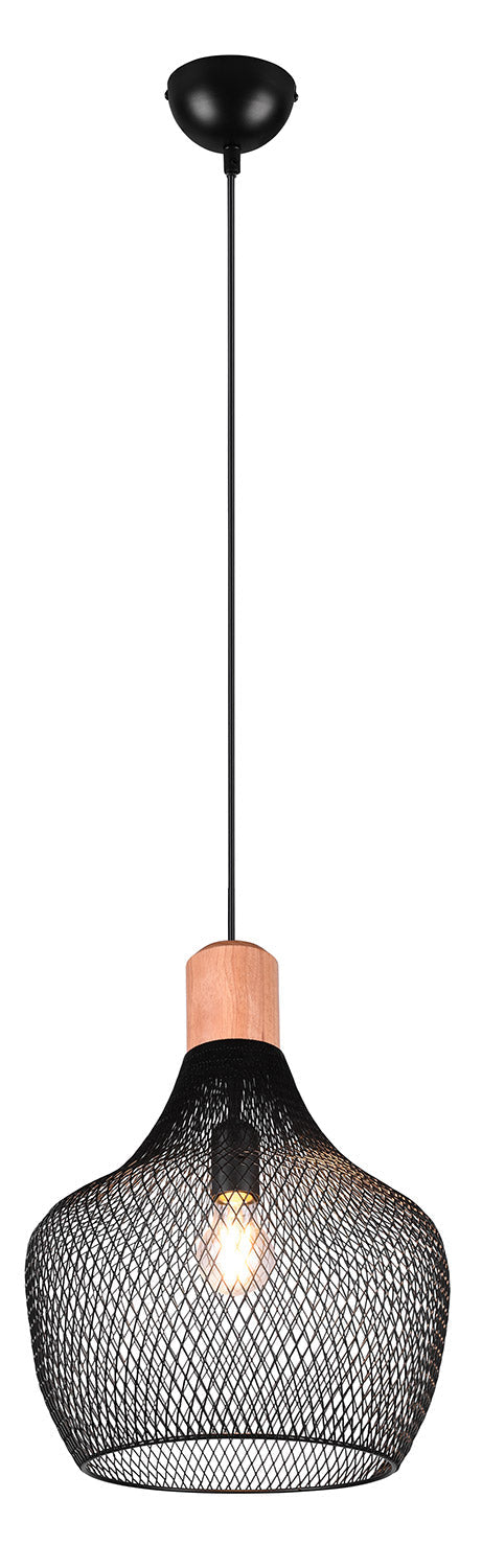 acquista Lampada a Sospensione da Interno Attacco E27 in Metallo Nero Opaco