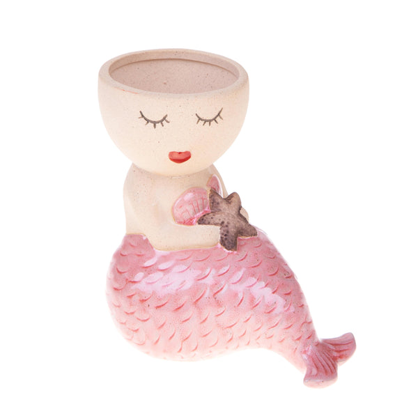 Set 2 Vasi Sirena Seduta 15 H 15 cm Rosa sconto