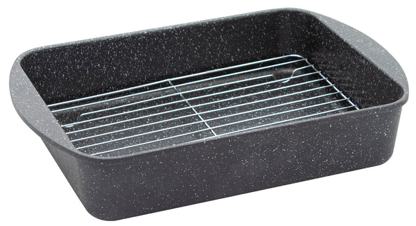 Bratpfanne 40 x 27 cm aus Antihaft-Aluminiumdruckguss mit grau marmoriertem Sammelgitter prezzo