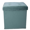 Pouf Contenitore Pieghevole 38x38xh38 cm in Velluto Verde Salvia