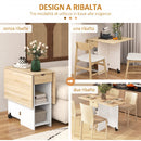 Tavolo da Pranzo Salvaspazio Pieghevole a Ribalta 120x72x75 cm con Cassetto e Ripiani in Melamina Rovere      