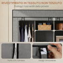 Armadio Portatile 166x42,5x167 cm con Ruote 10 Scomparti e 2 Barre Appendiabiti in Tessuto non Tessuto e Acciaio Grigio Scuro      