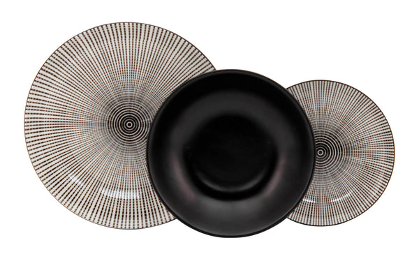 18-teiliges Tafelservice aus Porzellan mit Dekorationen aus der Black Masai Collection prezzo